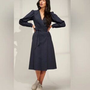 NWT EMMA KNUDSEN THE REESE WRAP DRESS IN NAVY - 2XL